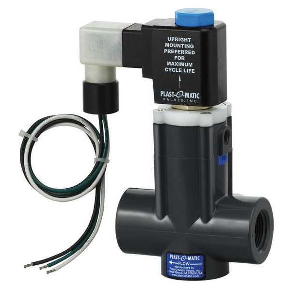 120VAC Polypropylene Solenoid Valve, Normally Closed, 1 in Pipe Size