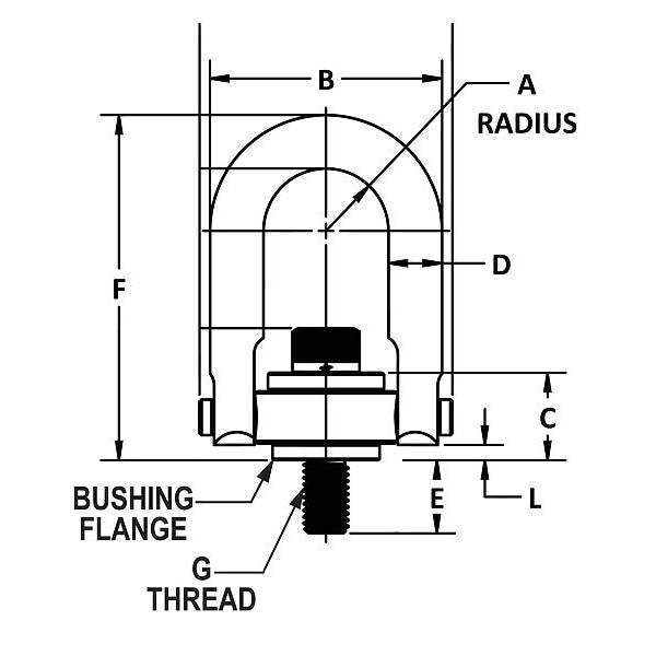 Hst Rng, Bolt-On, 1/2-13in, 28 ft.-lb, 3/4in