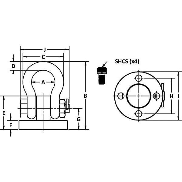 Hoist Ring, Screw-On, 3/4-10in, 100 ft.-lb.