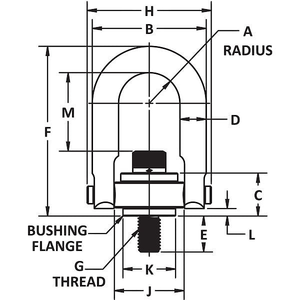 Hoist Ring, 5/16-18in, 3.5 ft.-lb, 3/8in
