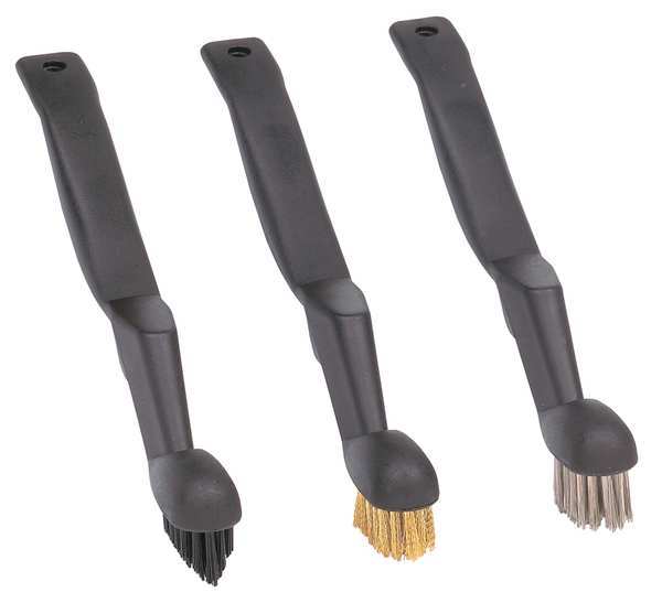 1/2 in W Detail Brush, 5 in L Handle, 1 1/4 in L Brush, Black/Gold/Silver, Polypropylene