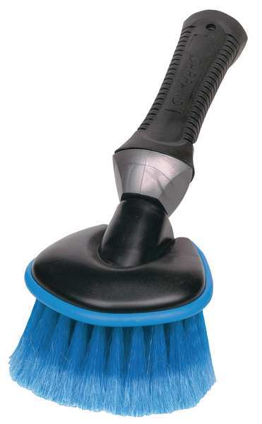 2 1/4 in W Car Wash Brush, 6 in L Handle, 5 in L Brush, Blue, Rubber, 11 in L Overall