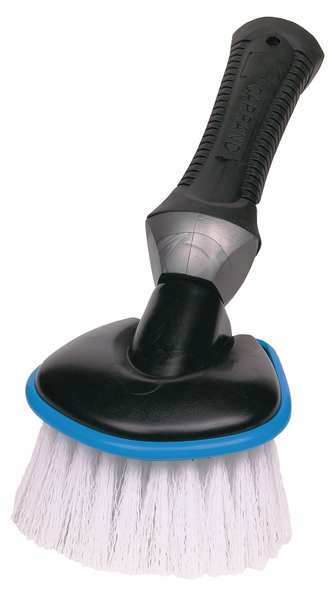 2 1/4 in W Wheel and Bumper Brush, 6 in L Handle, 5 in L Brush, White, Rubber, 11 in L Overall