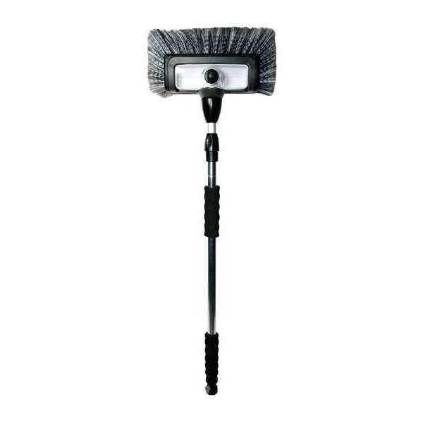 6 in W Power Wash Brush, 50 in L Handle, 10 in L Brush, Black/White, Aluminum, 55 in L Overall