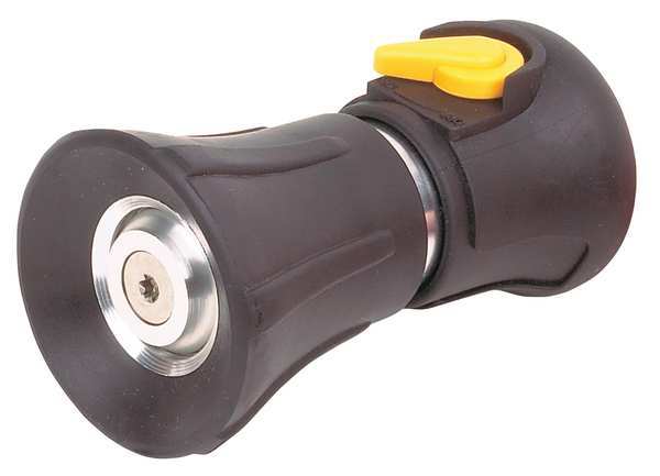 Fire Hose Nozzle, Adjustable Spray Pattern, On/Off Switch, 3/4 in Inlet Size, GH Thread Type
