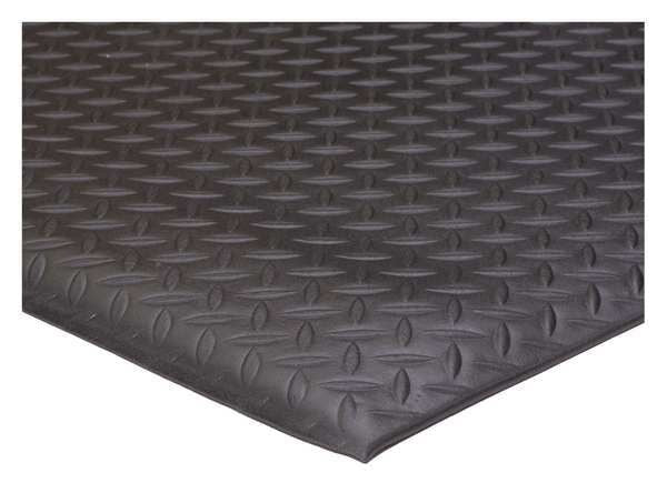 Antifatigue Mat, Black, 3 ft. L x 2 ft. W, Vinyl; Closed Cell Foam, Diamond Plate Surface Pattern