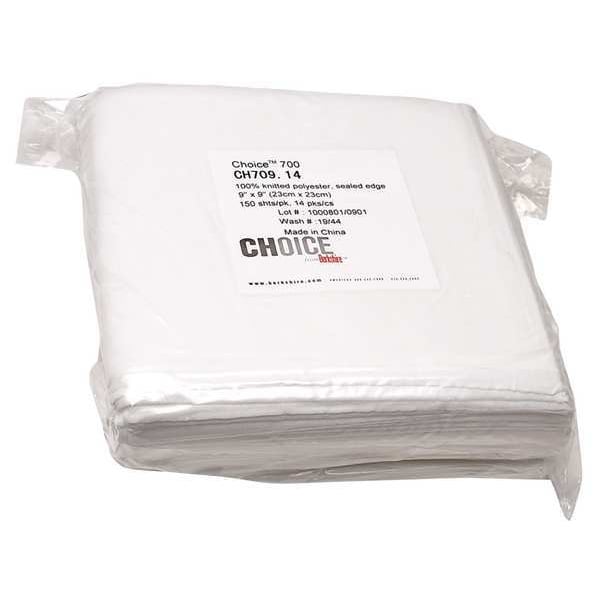 Dry Wipe, White, Pack, Polyester, Contamination Control, Spill Pick-Up, 1 PK, 150 Wipes