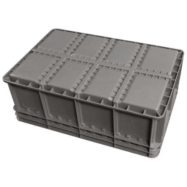 Straight Wall Container, Gray, Industrial Grade Polymer, 23 5/8 in L, 15 3/4 in W, 8 5/8 in H
