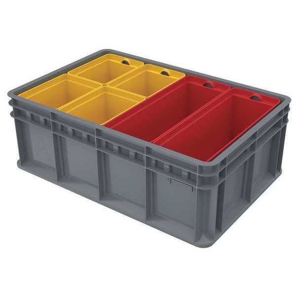 Straight Wall Container, Gray, Industrial Grade Polymer, 23 5/8 in L, 15 3/4 in W, 8 5/8 in H