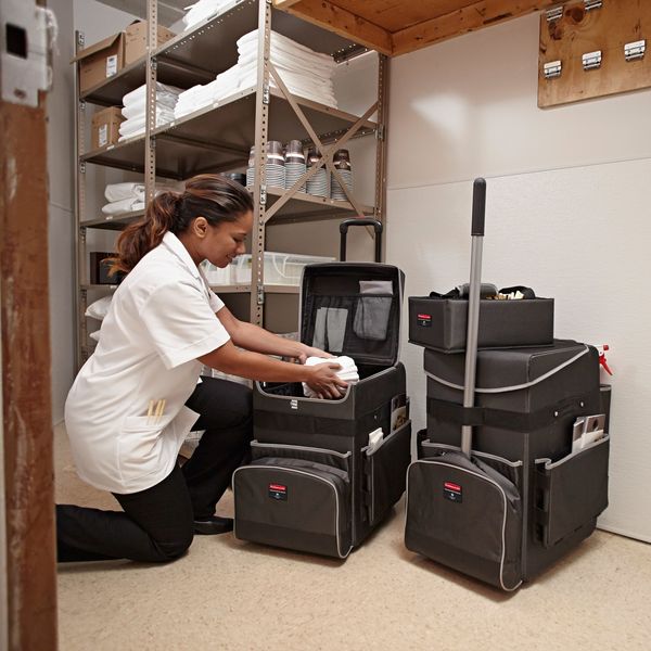Housekeeping Cart, Black, 21-1/4 in.H