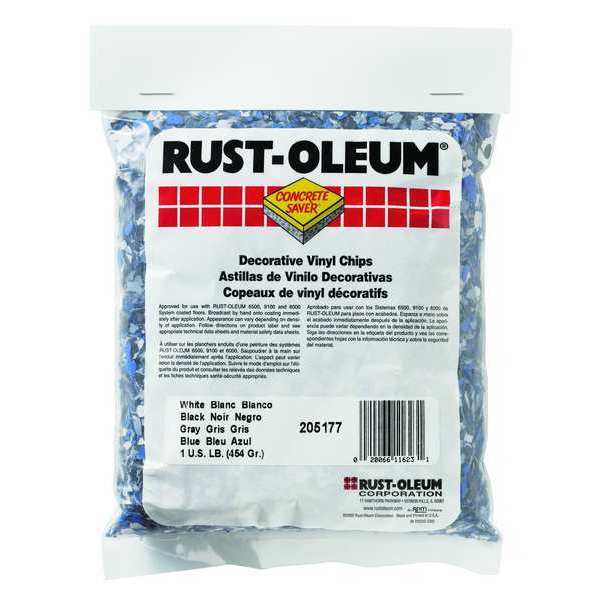 Floor Chip, Black/White/Blue, Vinyl, 1lb.