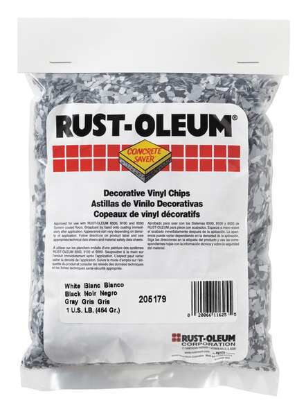 Floor Chip, Black/White/Gray, Vinyl, 1lb.