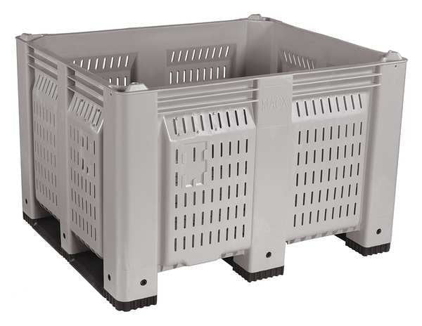 Gray Bulk Container, Plastic, 25.4 cu ft Volume Capacity