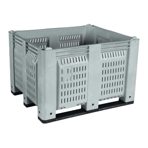 Gray Bulk Container, Plastic, 25.4 cu ft Volume Capacity