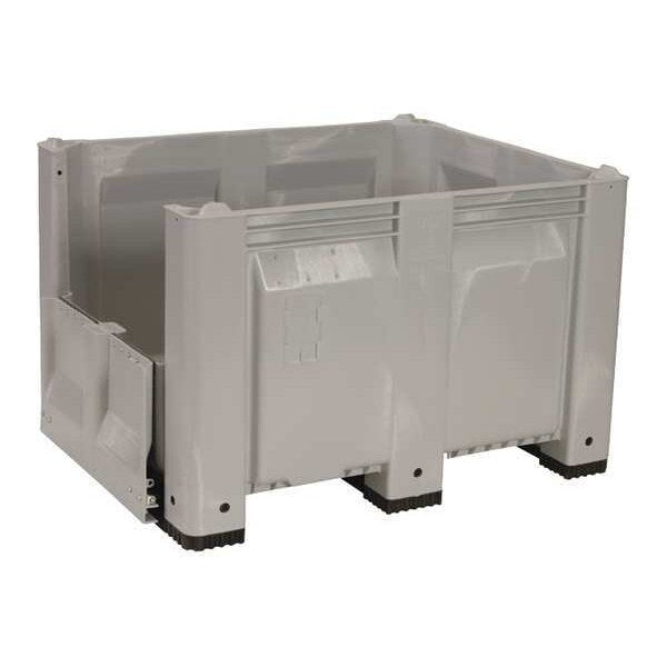Gray Bulk Container, Plastic, 25.4 cu ft Volume Capacity