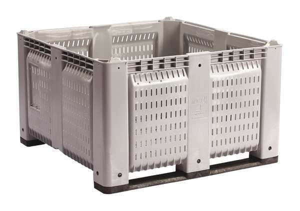 Gray Bulk Container, Plastic, 28.7 cu ft Volume Capacity
