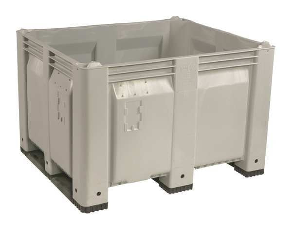 Gray Bulk Container, Plastic, 25.4 cu ft Volume Capacity