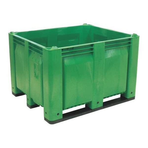 Green Bulk Container, Plastic, 25.4 cu ft Volume Capacity
