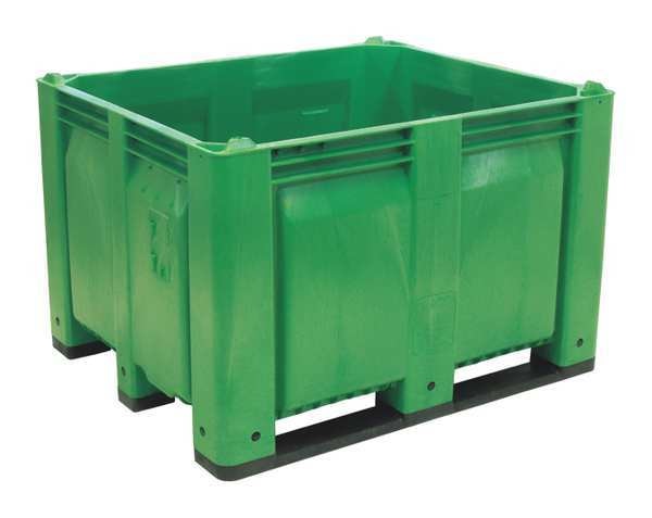 Green Bulk Container, Plastic, 25.4 cu ft Volume Capacity