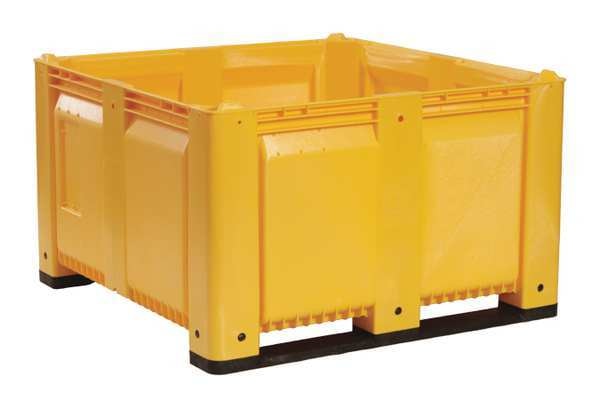 Yellow Bulk Container, Plastic, 28.7 cu ft Volume Capacity