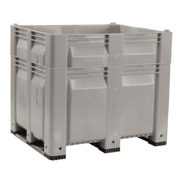 Gray Bulk Container, Plastic, 39 cu ft Volume Capacity