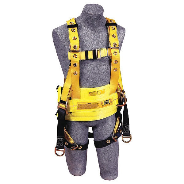 Full Body Harness, Vest Style, M, Polyester, Yellow