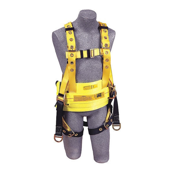 Full Body Harness, Vest Style, XL, Polyester, Yellow