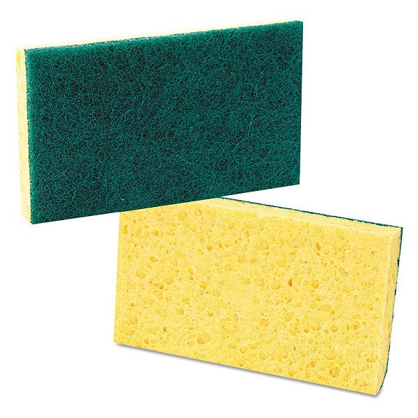 Med Duty Scrubbing Sponge, Ylw/Grn, PK20
