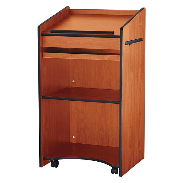 Floor Lectern w/Two Shelves, Cherry