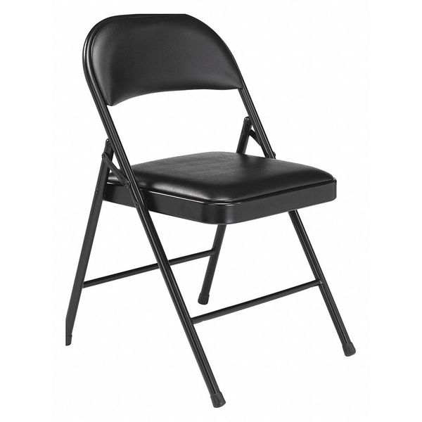 Commercialine Folding Chair, Vnyl, Blk, PK4