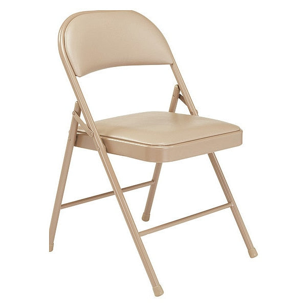 Commercialine Folding Chair, Vnyl, Tan, PK4
