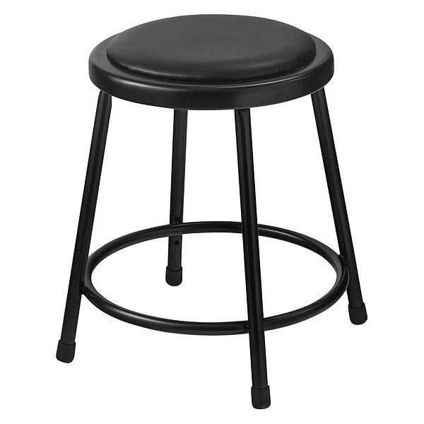 Stool, Steel, Vinyl, Black, 18