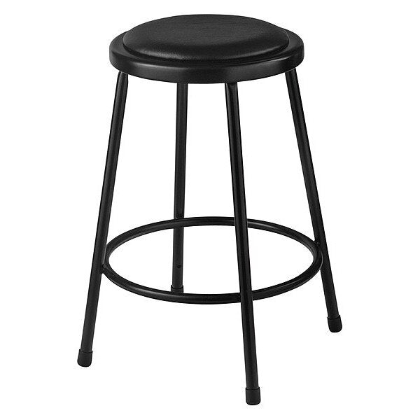 Stool, Steel, Vinyl, Black, 24