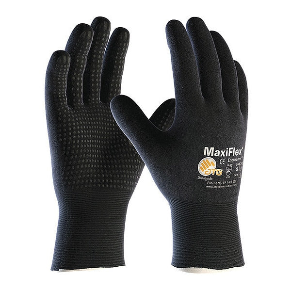 Foam Nitrile Coated Gloves, Full Coverage, Black, XL, PR