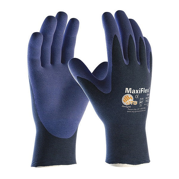 Foam Nitrile Coated Gloves, Palm Coverage, Blue, L, PR