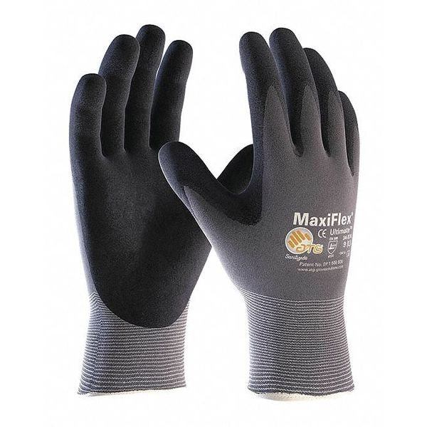 Glove, Coated, Bk/Gray, Seamless, XS, PR