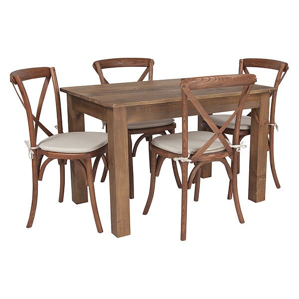 Rectangle Farm Table and 4 Chair Set, 46