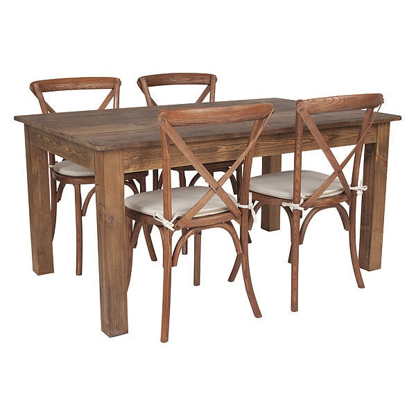 Rectangle Farm Table and 4 Chair Set, 60