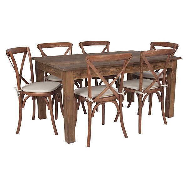 Rectangle Farm Table and 6 Chair Set, 60
