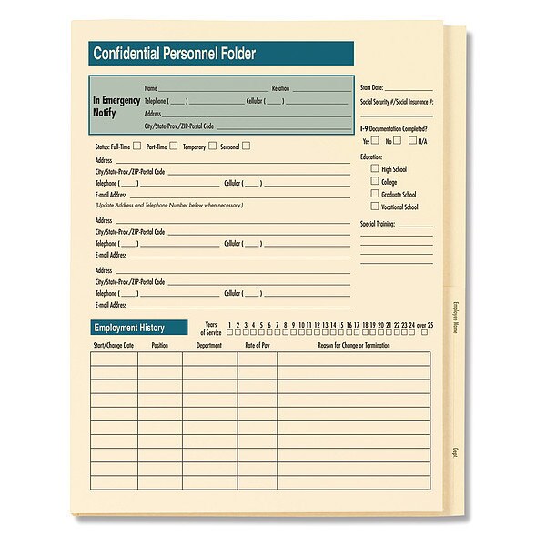 Personnel Folder, Std, Confidential, PK25