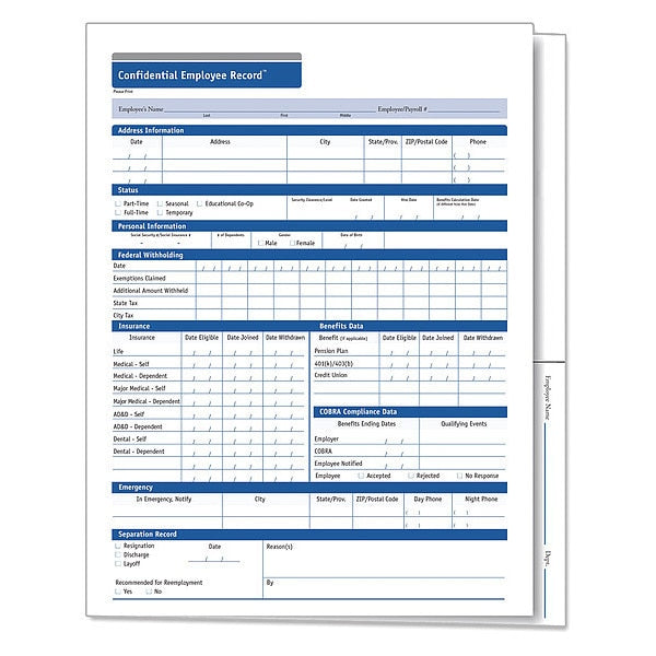 Employee Record Folder, Confidential, PK25