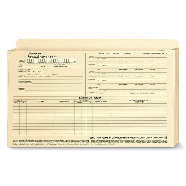 Personnel Envelo-File Legal Size, PK25
