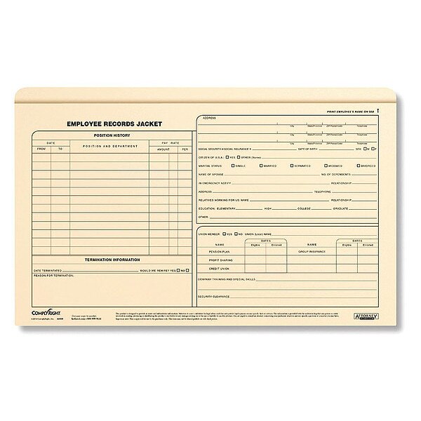 Employee Record Jacket Legal, PK25