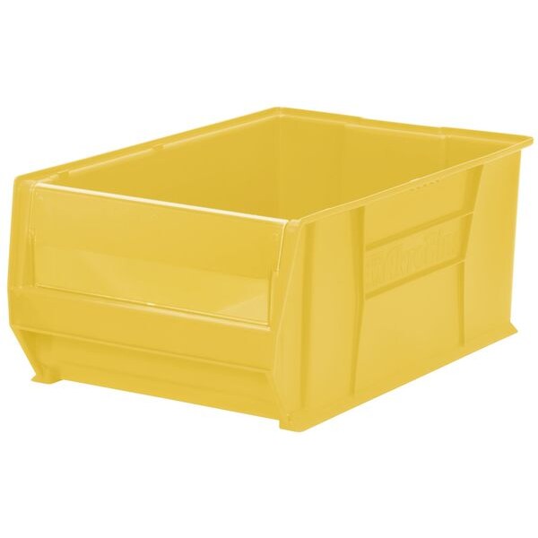 Storage Bin, Yellow, Plastic, 29 1/4 in L x 18 3/8 in W x 12 in H, 300 lb Load Capacity