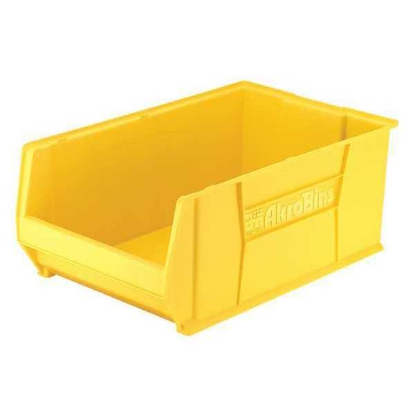 Storage Bin, Yellow, Plastic, 29 1/4 in L x 18 3/8 in W x 12 in H, 300 lb Load Capacity