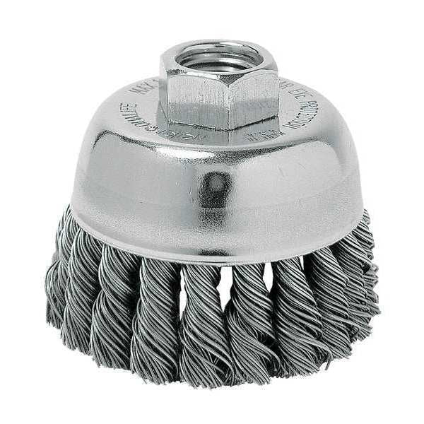 Knot Wire Cup Wire Brush, Threaded Arbor, 6