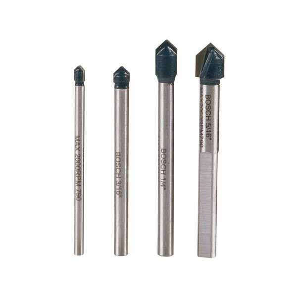 Glass and Tile Bit Set, 1/8-5/16, 4 Pc