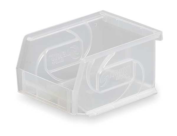 Hang & Stack Storage Bin, Clear, Plastic, 5 3/8 in L x 4 1/8 in W x 3 in H, 15 lb Load Capacity