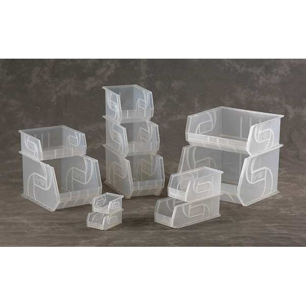 Hang & Stack Storage Bin, Clear, Plastic, 18 in L x 8 1/4 in W x 9 in H, 40 lb Load Capacity