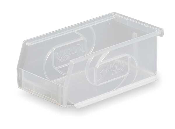 Hang & Stack Storage Bin, Clear, Plastic, 7 3/8 in L x 4 1/8 in W x 3 in H, 25 lb Load Capacity